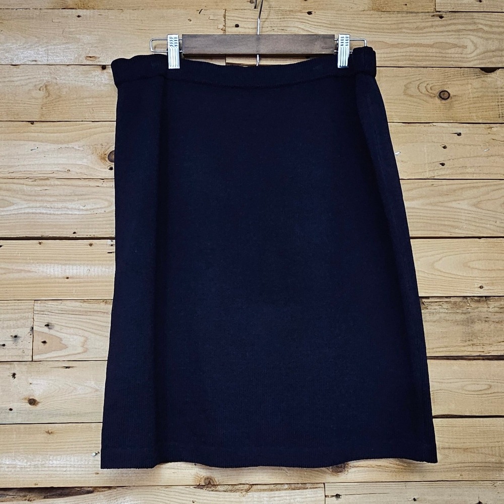St John Basics Navy Blue Santana Knit Straight Skirt Size 14 Made in USA